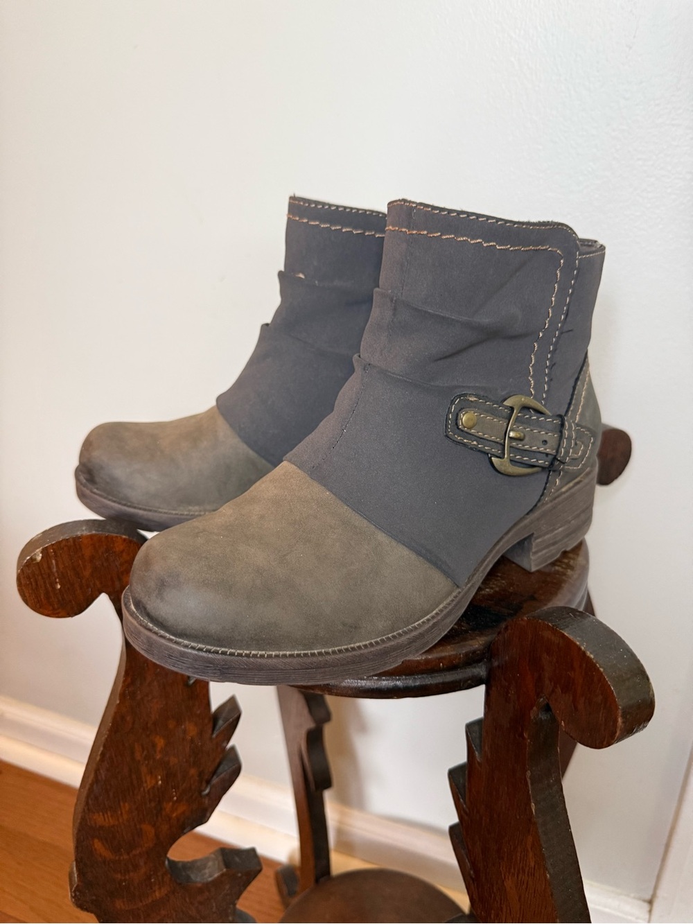 Earth Origins Women's Two-Tone Ankle Booties with Buckle